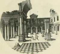 An illustration from Iacobvs Androvetivs dv Cerceav : lectoribvs S. veteri consvetvdine institvtoqve nostro novos ... labores excipienti, visvm fvit hos opvs ... edere ... Continet ... Optices, qvam perspectivam nominant viginti figuras .. (1551)
