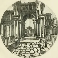 An illustration from Iacobvs Androvetivs dv Cerceav : lectoribvs S. veteri consvetvdine institvtoqve nostro novos ... labores excipienti, visvm fvit hos opvs ... edere ... Continet ... Optices, qvam perspectivam nominant viginti figuras .. (1551)
