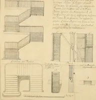 An illustration from Anfangsgründe der bürgerlichen Baukunst für Landleute, oder, Anleitung wie die Landbewohner neue verbesserte Gebaüde mit feuersichern Dächern, ingleichen neue Dörfer, Wasserleitungen und holzersparende Back- und Stubenoefen ohne Zuziehung eines Baumeisters entwerfen, zeichnen, Anschläge dazu machen n erbauen können : nebst einer kurzen Anzeige die Gewitter abzuleiten (1776)