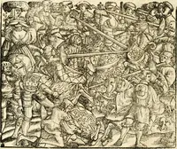 Picture 180 of 234 from Anfang, Vrsprug und Herkomen des Thurniers inn Teutscher Nation : wieuil Thurnier biss vff den letztenn zu Wormbs : auch wie vnnd an welchen Orten die gehalten vñ durch was Fürsten, Grauen, Herrn, Ritter vñ vom Adel, sie iederzeit besucht worden sindt .. (1532), leaf 321