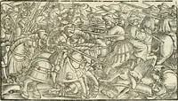 Picture 12 of 234 from Anfang, Vrsprug und Herkomen des Thurniers inn Teutscher Nation : wieuil Thurnier biss vff den letztenn zu Wormbs : auch wie vnnd an welchen Orten die gehalten vñ durch was Fürsten, Grauen, Herrn, Ritter vñ vom Adel, sie iederzeit besucht worden sindt .. (1532), leaf 34