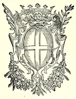 An illustration from Anfiteatro romano : nel quale con le memorie de' grandi si rappilogano in parte l'origine & le grandezze de' primi potentati di Europa, et descriuendosi i principij & l'instituto di tutti gli ordini antichi e nuoui della cavalleria di collana, si rappresenta la nobiltà delle famiglie antiche e nuoue della regia città di Milano : parte prima (1648)