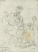 An illustration from Annales de l'école française des beaux-arts : recueil de gravures au trait ... avec des notices historiques et critiques, des considérations sur l'état et les progrès des arts, la biographie des artistes dont la France déplore chaque année la perte, etc., etc. (1827)