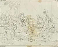 An illustration from Annales de l'école française des beaux-arts : recueil de gravures au trait ... avec des notices historiques et critiques, des considérations sur l'état et les progrès des arts, la biographie des artistes dont la France déplore chaque année la perte, etc., etc. (1827)