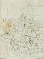 An illustration from Annales de l'école française des beaux-arts : recueil de gravures au trait ... avec des notices historiques et critiques, des considérations sur l'état et les progrès des arts, la biographie des artistes dont la France déplore chaque année la perte, etc., etc. (1827)