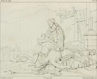 An illustration from Annales de l'école française des beaux-arts : recueil de gravures au trait ... avec des notices historiques et critiques, des considérations sur l'état et les progrès des arts, la biographie des artistes dont la France déplore chaque année la perte, etc., etc. (1827)
