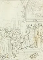 An illustration from Annales de l'école française des beaux-arts : recueil de gravures au trait ... avec des notices historiques et critiques, des considérations sur l'état et les progrès des arts, la biographie des artistes dont la France déplore chaque année la perte, etc., etc. (1827)