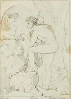 An illustration from Annales de l'école française des beaux-arts : recueil de gravures au trait ... avec des notices historiques et critiques, des considérations sur l'état et les progrès des arts, la biographie des artistes dont la France déplore chaque année la perte, etc., etc. (1827)