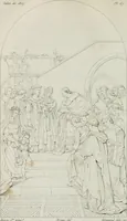 An illustration from Annales de l'école française des beaux-arts : recueil de gravures au trait ... avec des notices historiques et critiques, des considérations sur l'état et les progrès des arts, la biographie des artistes dont la France déplore chaque année la perte, etc., etc. (1827)
