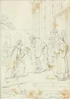 An illustration from Annales de l'école française des beaux-arts : recueil de gravures au trait ... avec des notices historiques et critiques, des considérations sur l'état et les progrès des arts, la biographie des artistes dont la France déplore chaque année la perte, etc., etc. (1827)