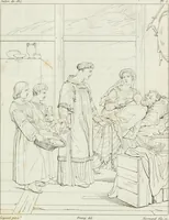 An illustration from Annales de l'école française des beaux-arts : recueil de gravures au trait ... avec des notices historiques et critiques, des considérations sur l'état et les progrès des arts, la biographie des artistes dont la France déplore chaque année la perte, etc., etc. (1827)