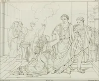 An illustration from Annales de l'école française des beaux-arts : recueil de gravures au trait ... avec des notices historiques et critiques, des considérations sur l'état et les progrès des arts, la biographie des artistes dont la France déplore chaque année la perte, etc., etc. (1827)