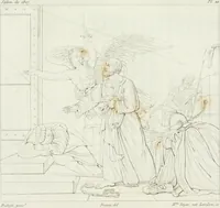 An illustration from Annales de l'école française des beaux-arts : recueil de gravures au trait ... avec des notices historiques et critiques, des considérations sur l'état et les progrès des arts, la biographie des artistes dont la France déplore chaque année la perte, etc., etc. (1827)
