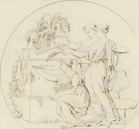 Picture 45 of 68 from Annales du musée et de l'école moderne des beaux-arts : recueil de gravures au trait, d'après les principaux ouvrages de peinture, sculpture, ou projets d'architecture, qui, chaque année, ont remporté le prix, soit aux écoles spéciales, soit aux concours nationaux : les productions des artistes en tous genres, qui, aux différentes expositions, ont été citées avec éloges : les morceaux les plus estimés ou inédits de la galerie de peinture : la suite complète de celle des antiques : édifices anciens et modernes, etc. (1800), leaf 150