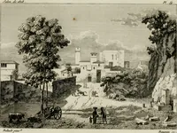 An illustration from Annales du musée et de l'école moderne des beaux-arts : recueil de gravures au trait, d'après les principaux ouvrages de peinture, sculpture, ou projets d'architecture, qui, chaque année, ont remporté le prix, soit aux écoles spéciales, soit aux concours nationaux : les productions des artistes en tous genres, qui, aux différentes expositions, ont été citées avec éloges : les morceaux les plus estimés ou inédits de la galerie de peinture : la suite complète de celle des antiques : édifices anciens et modernes, etc. (1800)