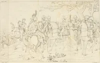 An illustration from Annales du musée et de l'école moderne des beaux-arts : recueil de gravures au trait, d'après les principaux ouvrages de peinture, sculpture, ou projets d'architecture, qui, chaque année, ont remporté le prix, soit aux écoles spéciales, soit aux concours nationaux : les productions des artistes en tous genres, qui, aux différentes expositions, ont été citées avec éloges : les morceaux les plus estimés ou inédits de la galerie de peinture : la suite complète de celle des antiques : édifices anciens et modernes, etc. (1800)