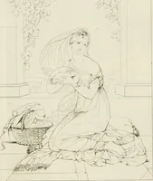 Picture 5 of 68 from Annales du musée et de l'école moderne des beaux-arts : recueil de gravures au trait, d'après les principaux ouvrages de peinture, sculpture, ou projets d'architecture, qui, chaque année, ont remporté le prix, soit aux écoles spéciales, soit aux concours nationaux : les productions des artistes en tous genres, qui, aux différentes expositions, ont été citées avec éloges : les morceaux les plus estimés ou inédits de la galerie de peinture : la suite complète de celle des antiques : édifices anciens et modernes, etc. (1800), leaf 32