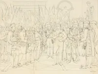 Picture 10 of 68 from Annales du musée et de l'école moderne des beaux-arts : recueil de gravures au trait, d'après les principaux ouvrages de peinture, sculpture, ou projets d'architecture, qui, chaque année, ont remporté le prix, soit aux écoles spéciales, soit aux concours nationaux : les productions des artistes en tous genres, qui, aux différentes expositions, ont été citées avec éloges : les morceaux les plus estimés ou inédits de la galerie de peinture : la suite complète de celle des antiques : édifices anciens et modernes, etc. (1800), leaf 48