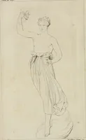An illustration from Annales du musée et de l'école moderne des beaux-arts : recueil de gravures au trait, d'après les principaux ouvrages de peinture, sculpture, ou projets d'architecture, qui, chaque année, ont remporté le prix, soit aux écoles spéciales, soit aux concours nationaux : les productions des artistes en tous genres, qui, aux différentes expositions, ont été citées avec éloges : les morceaux les plus estimés ou inédits de la galerie de peinture : la suite complète de celle des antiques : édifices anciens et modernes, etc. (1800)