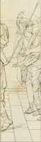 An illustration from Annales du musée et de l'école moderne des beaux-arts : recueil de gravures au trait, d'après les principaux ouvrages de peinture, sculpture, ou projets d'architecture, qui, chaque année, ont remporté le prix, soit aux écoles spéciales, soit aux concours nationaux : les productions des artistes en tous genres, qui, aux différentes expositions, ont été citées avec éloges : les morceaux les plus estimés ou inédits de la galerie de peinture : la suite complète de celle des antiques : édifices anciens et modernes, etc. (1800)