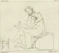 Picture 27 of 68 from Annales du musée et de l'école moderne des beaux-arts : recueil de gravures au trait, d'après les principaux ouvrages de peinture, sculpture, ou projets d'architecture, qui, chaque année, ont remporté le prix, soit aux écoles spéciales, soit aux concours nationaux : les productions des artistes en tous genres, qui, aux différentes expositions, ont été citées avec éloges : les morceaux les plus estimés ou inédits de la galerie de peinture : la suite complète de celle des antiques : édifices anciens et modernes, etc. (1800), leaf 96