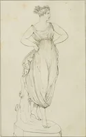 An illustration from Annales du musée et de l'école moderne des beaux-arts : recueil de gravures au trait, d'après les principaux ouvrages de peinture, sculpture, ou projets d'architecture, qui, chaque année, ont remporté le prix, soit aux écoles spéciales, soit aux concours nationaux : les productions des artistes en tous genres, qui, aux différentes expositions, ont été citées avec éloges : les morceaux les plus estimés ou inédits de la galerie de peinture : la suite complète de celle des antiques : édifices anciens et modernes, etc. (1800)