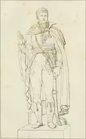 An illustration from Annales du musée et de l'école moderne des beaux-arts : recueil de gravures au trait, d'après les principaux ouvrages de peinture, sculpture, ou projets d'architecture, qui, chaque année, ont remporté le prix, soit aux écoles spéciales, soit aux concours nationaux : les productions des artistes en tous genres, qui, aux différentes expositions, ont été citées avec éloges : les morceaux les plus estimés ou inédits de la galerie de peinture : la suite complète de celle des antiques : édifices anciens et modernes, etc. (1800)