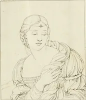 An illustration from Annales du musée et de l'école moderne des beaux-arts : recueil de gravures au trait, d'après les principaux ouvrages de peinture, sculpture, ou projets d'architecture, qui, chaque année, ont remporté le prix, soit aux écoles spéciales, soit aux concours nationaux : les productions des artistes en tous genres, qui, aux différentes expositions, ont été citées avec éloges : les morceaux les plus estimés ou inédits de la galerie de peinture : la suite complète de celle des antiques : édifices anciens et modernes, etc. (1800)