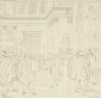 Picture 54 of 70 from Annales du musée et de l'école moderne des beaux-arts : recueil de gravures au trait, d'après les principaux ouvrages de peinture, sculpture, ou projets d'architecture, qui, chaque année, ont remporté le prix, soit aux écoles spéciales, soit aux concours nationaux : les productions des artistes en tous genres, qui, aux différentes expositions, ont été citées avec éloges : les morceaux les plus estimés ou inédits de la galerie de peinture : la suite complète de celle des antiques : édifices anciens et modernes, etc. (1800), leaf 178