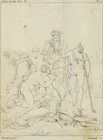 Picture 5 of 70 from Annales du musée et de l'école moderne des beaux-arts : recueil de gravures au trait, d'après les principaux ouvrages de peinture, sculpture, ou projets d'architecture, qui, chaque année, ont remporté le prix, soit aux écoles spéciales, soit aux concours nationaux : les productions des artistes en tous genres, qui, aux différentes expositions, ont été citées avec éloges : les morceaux les plus estimés ou inédits de la galerie de peinture : la suite complète de celle des antiques : édifices anciens et modernes, etc. (1800), leaf 19