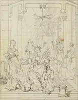 Picture 6 of 70 from Annales du musée et de l'école moderne des beaux-arts : recueil de gravures au trait, d'après les principaux ouvrages de peinture, sculpture, ou projets d'architecture, qui, chaque année, ont remporté le prix, soit aux écoles spéciales, soit aux concours nationaux : les productions des artistes en tous genres, qui, aux différentes expositions, ont été citées avec éloges : les morceaux les plus estimés ou inédits de la galerie de peinture : la suite complète de celle des antiques : édifices anciens et modernes, etc. (1800), leaf 23