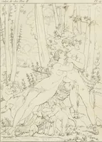 An illustration from Annales du musée et de l'école moderne des beaux-arts : recueil de gravures au trait, d'après les principaux ouvrages de peinture, sculpture, ou projets d'architecture, qui, chaque année, ont remporté le prix, soit aux écoles spéciales, soit aux concours nationaux : les productions des artistes en tous genres, qui, aux différentes expositions, ont été citées avec éloges : les morceaux les plus estimés ou inédits de la galerie de peinture : la suite complète de celle des antiques : édifices anciens et modernes, etc. (1800)