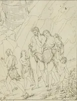 An illustration from Annales du musée et de l'école moderne des beaux-arts : recueil de gravures au trait, d'après les principaux ouvrages de peinture, sculpture, ou projets d'architecture, qui, chaque année, ont remporté le prix, soit aux écoles spéciales, soit aux concours nationaux : les productions des artistes en tous genres, qui, aux différentes expositions, ont été citées avec éloges : les morceaux les plus estimés ou inédits de la galerie de peinture : la suite complète de celle des antiques : édifices anciens et modernes, etc. (1800)
