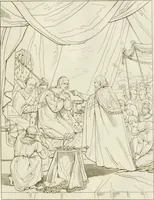 An illustration from Annales du musée et de l'école moderne des beaux-arts : recueil de gravures au trait, d'après les principaux ouvrages de peinture, sculpture, ou projets d'architecture, qui, chaque année, ont remporté le prix, soit aux écoles spéciales, soit aux concours nationaux : les productions des artistes en tous genres, qui, aux différentes expositions, ont été citées avec éloges : les morceaux les plus estimés ou inédits de la galerie de peinture : la suite complète de celle des antiques : édifices anciens et modernes, etc. (1800)