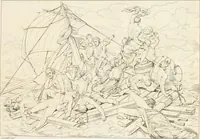An illustration from Annales du musée et de l'école moderne des beaux-arts : recueil de gravures au trait, d'après les principaux ouvrages de peinture, sculpture, ou projets d'architecture, qui, chaque année, ont remporté le prix, soit aux écoles spéciales, soit aux concours nationaux : les productions des artistes en tous genres, qui, aux différentes expositions, ont été citées avec éloges : les morceaux les plus estimés ou inédits de la galerie de peinture : la suite complète de celle des antiques : édifices anciens et modernes, etc. (1800)