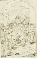 An illustration from Annales du musée et de l'école moderne des beaux-arts : recueil de gravures au trait, d'après les principaux ouvrages de peinture, sculpture, ou projets d'architecture, qui, chaque année, ont remporté le prix, soit aux écoles spéciales, soit aux concours nationaux : les productions des artistes en tous genres, qui, aux différentes expositions, ont été citées avec éloges : les morceaux les plus estimés ou inédits de la galerie de peinture : la suite complète de celle des antiques : édifices anciens et modernes, etc. (1800)
