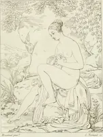 Picture 45 of 137 from Annales du musée et de l'école moderne des beaux-arts : recueil de gravures au trait, d'après les principaux ouvrages de peinture, sculpture, ou projets d'architecture, qui, chaque année, ont remporté le prix, soit aux écoles spéciales, soit aux concours nationaux : les productions des artistes en tous genres, qui, aux différentes expositions, ont été citées avec éloges : les morceaux les plus estimés ou inédits de la galerie de peinture : la suite complète de celle des antiques : édifices anciens et modernes, etc. (1800), leaf 174