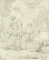 Picture 51 of 137 from Annales du musée et de l'école moderne des beaux-arts : recueil de gravures au trait, d'après les principaux ouvrages de peinture, sculpture, ou projets d'architecture, qui, chaque année, ont remporté le prix, soit aux écoles spéciales, soit aux concours nationaux : les productions des artistes en tous genres, qui, aux différentes expositions, ont été citées avec éloges : les morceaux les plus estimés ou inédits de la galerie de peinture : la suite complète de celle des antiques : édifices anciens et modernes, etc. (1800), leaf 192