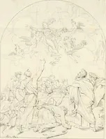 Picture 55 of 137 from Annales du musée et de l'école moderne des beaux-arts : recueil de gravures au trait, d'après les principaux ouvrages de peinture, sculpture, ou projets d'architecture, qui, chaque année, ont remporté le prix, soit aux écoles spéciales, soit aux concours nationaux : les productions des artistes en tous genres, qui, aux différentes expositions, ont été citées avec éloges : les morceaux les plus estimés ou inédits de la galerie de peinture : la suite complète de celle des antiques : édifices anciens et modernes, etc. (1800), leaf 206