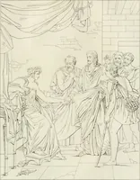 An illustration from Annales du musée et de l'école moderne des beaux-arts : recueil de gravures au trait, d'après les principaux ouvrages de peinture, sculpture, ou projets d'architecture, qui, chaque année, ont remporté le prix, soit aux écoles spéciales, soit aux concours nationaux : les productions des artistes en tous genres, qui, aux différentes expositions, ont été citées avec éloges : les morceaux les plus estimés ou inédits de la galerie de peinture : la suite complète de celle des antiques : édifices anciens et modernes, etc. (1800)