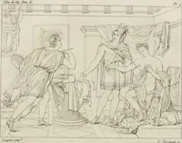 Picture 69 of 137 from Annales du musée et de l'école moderne des beaux-arts : recueil de gravures au trait, d'après les principaux ouvrages de peinture, sculpture, ou projets d'architecture, qui, chaque année, ont remporté le prix, soit aux écoles spéciales, soit aux concours nationaux : les productions des artistes en tous genres, qui, aux différentes expositions, ont été citées avec éloges : les morceaux les plus estimés ou inédits de la galerie de peinture : la suite complète de celle des antiques : édifices anciens et modernes, etc. (1800), leaf 271