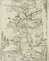 An illustration from Annales du musée et de l'école moderne des beaux-arts : recueil de gravures au trait, d'après les principaux ouvrages de peinture, sculpture, ou projets d'architecture, qui, chaque année, ont remporté le prix, soit aux écoles spéciales, soit aux concours nationaux : les productions des artistes en tous genres, qui, aux différentes expositions, ont été citées avec éloges : les morceaux les plus estimés ou inédits de la galerie de peinture : la suite complète de celle des antiques : édifices anciens et modernes, etc. (1800)