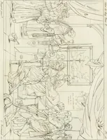 An illustration from Annales du musée et de l'école moderne des beaux-arts : recueil de gravures au trait, d'après les principaux ouvrages de peinture, sculpture, ou projets d'architecture, qui, chaque année, ont remporté le prix, soit aux écoles spéciales, soit aux concours nationaux : les productions des artistes en tous genres, qui, aux différentes expositions, ont été citées avec éloges : les morceaux les plus estimés ou inédits de la galerie de peinture : la suite complète de celle des antiques : édifices anciens et modernes, etc. (1800)