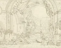 Picture 81 of 137 from Annales du musée et de l'école moderne des beaux-arts : recueil de gravures au trait, d'après les principaux ouvrages de peinture, sculpture, ou projets d'architecture, qui, chaque année, ont remporté le prix, soit aux écoles spéciales, soit aux concours nationaux : les productions des artistes en tous genres, qui, aux différentes expositions, ont été citées avec éloges : les morceaux les plus estimés ou inédits de la galerie de peinture : la suite complète de celle des antiques : édifices anciens et modernes, etc. (1800), leaf 304