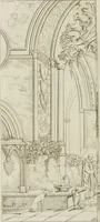 Picture 82 of 137 from Annales du musée et de l'école moderne des beaux-arts : recueil de gravures au trait, d'après les principaux ouvrages de peinture, sculpture, ou projets d'architecture, qui, chaque année, ont remporté le prix, soit aux écoles spéciales, soit aux concours nationaux : les productions des artistes en tous genres, qui, aux différentes expositions, ont été citées avec éloges : les morceaux les plus estimés ou inédits de la galerie de peinture : la suite complète de celle des antiques : édifices anciens et modernes, etc. (1800), leaf 305