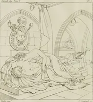 Picture 6 of 137 from Annales du musée et de l'école moderne des beaux-arts : recueil de gravures au trait, d'après les principaux ouvrages de peinture, sculpture, ou projets d'architecture, qui, chaque année, ont remporté le prix, soit aux écoles spéciales, soit aux concours nationaux : les productions des artistes en tous genres, qui, aux différentes expositions, ont été citées avec éloges : les morceaux les plus estimés ou inédits de la galerie de peinture : la suite complète de celle des antiques : édifices anciens et modernes, etc. (1800), leaf 31
