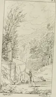 An illustration from Annales du musée et de l'école moderne des beaux-arts : recueil de gravures au trait, d'après les principaux ouvrages de peinture, sculpture, ou projets d'architecture, qui, chaque année, ont remporté le prix, soit aux écoles spéciales, soit aux concours nationaux : les productions des artistes en tous genres, qui, aux différentes expositions, ont été citées avec éloges : les morceaux les plus estimés ou inédits de la galerie de peinture : la suite complète de celle des antiques : édifices anciens et modernes, etc. (1800)