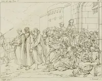 Picture 7 of 137 from Annales du musée et de l'école moderne des beaux-arts : recueil de gravures au trait, d'après les principaux ouvrages de peinture, sculpture, ou projets d'architecture, qui, chaque année, ont remporté le prix, soit aux écoles spéciales, soit aux concours nationaux : les productions des artistes en tous genres, qui, aux différentes expositions, ont été citées avec éloges : les morceaux les plus estimés ou inédits de la galerie de peinture : la suite complète de celle des antiques : édifices anciens et modernes, etc. (1800), leaf 35