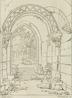 An illustration from Annales du musée et de l'école moderne des beaux-arts : recueil de gravures au trait, d'après les principaux ouvrages de peinture, sculpture, ou projets d'architecture, qui, chaque année, ont remporté le prix, soit aux écoles spéciales, soit aux concours nationaux : les productions des artistes en tous genres, qui, aux différentes expositions, ont été citées avec éloges : les morceaux les plus estimés ou inédits de la galerie de peinture : la suite complète de celle des antiques : édifices anciens et modernes, etc. (1800)