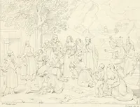 Picture 100 of 137 from Annales du musée et de l'école moderne des beaux-arts : recueil de gravures au trait, d'après les principaux ouvrages de peinture, sculpture, ou projets d'architecture, qui, chaque année, ont remporté le prix, soit aux écoles spéciales, soit aux concours nationaux : les productions des artistes en tous genres, qui, aux différentes expositions, ont été citées avec éloges : les morceaux les plus estimés ou inédits de la galerie de peinture : la suite complète de celle des antiques : édifices anciens et modernes, etc. (1800), leaf 366